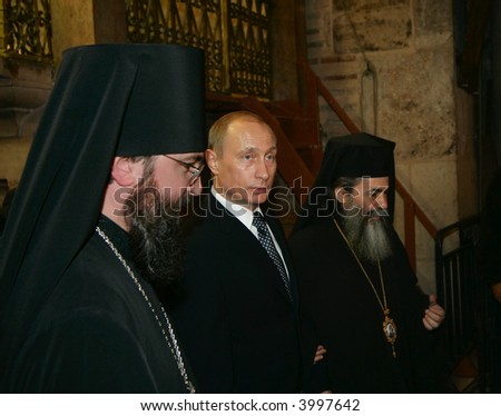 The president of Russia Vladimir Putin  In Jerusalem, Holy Sepulchre
