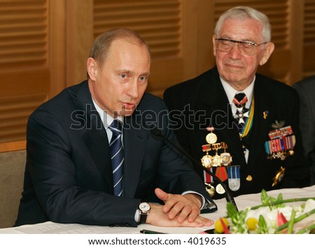 The president of Russia Vladimir Putin at a meeting with veterans Great Patriotic War