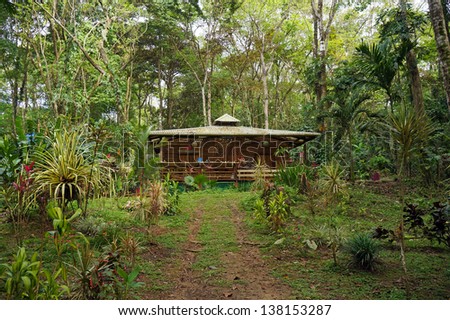 Tropical house with plants in the jungle of Costa Rica