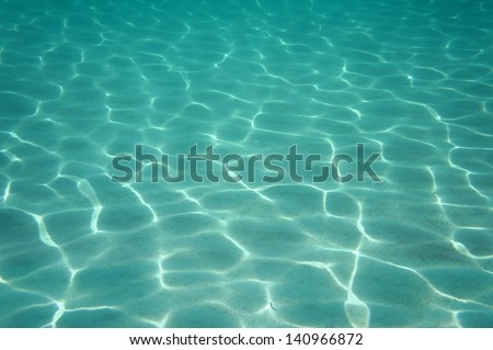 Ripples of sunlight underwater on sandy ocean floor, Atlantic ocean, natural scene