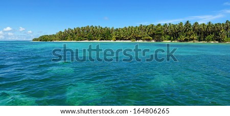 Panoramic View Of An Unspoiled Tropical Island With Lush Vegetation, Caribbean Sea, Panama
