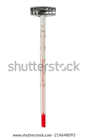 Macro of wine thermometer isolated on white background