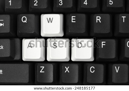 Gaming keyboard with different WASD keys