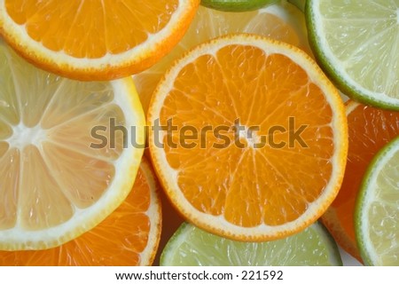 Mandarin, lemon and lime slices.