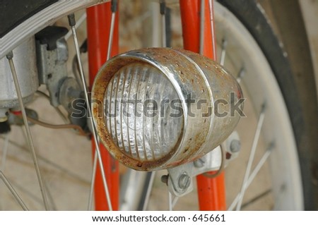 Bicycle headlight close-up