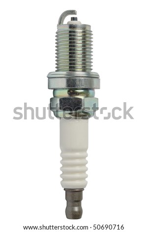 Macro of spark plug isolated on white background
