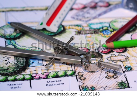 Landscape Architect Drafting Tools (My Own Creation) Stock Photo ...