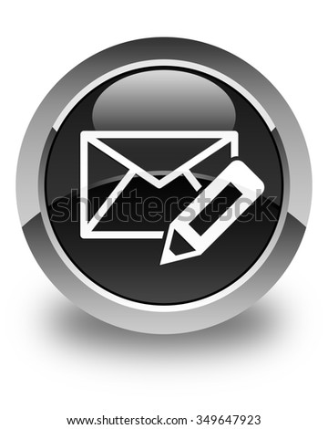 Edit Email Icon Glossy Black Round Button Stock Photo 349647923