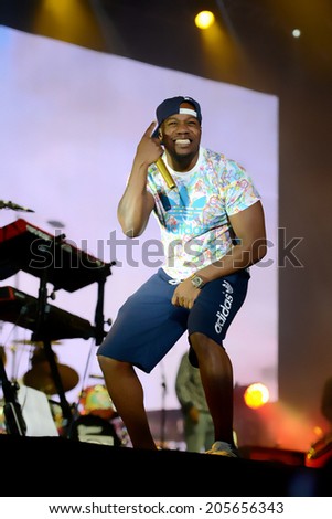 NOVI SAD, SERBIA - JULY 11 : Dr Locksmith from band Rudimental performs at Exit Festival on Petrovaradin fortress in Novi Sad, Serbia on July 11. Exit Festival was awarded as best European festival.