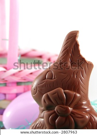 easter bunny cartoon face. Many chocolate unny, and