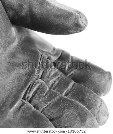 close-up of a worn out work glove