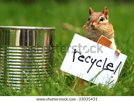 little chipmunk urging us to recycle