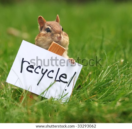chipmunk with recycle sign