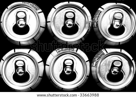 closeup of soda cans to recycle