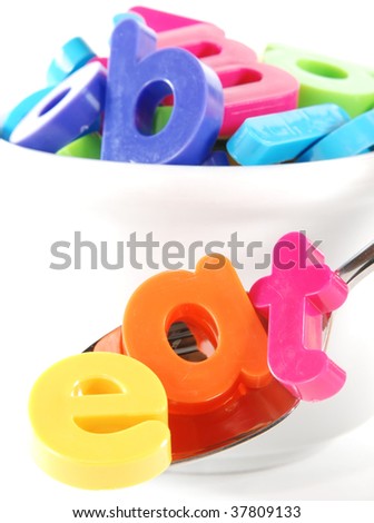 magnetic plastic letters spell 