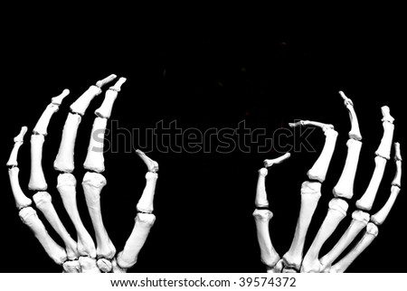 skeletal hands frame copy space