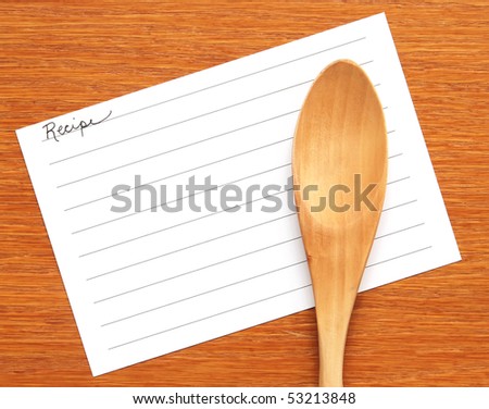 blank recipe card with wooden spoon
