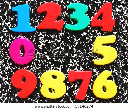 large numbers on a composition notebook background
