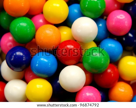 Closeup of colorful gumballs