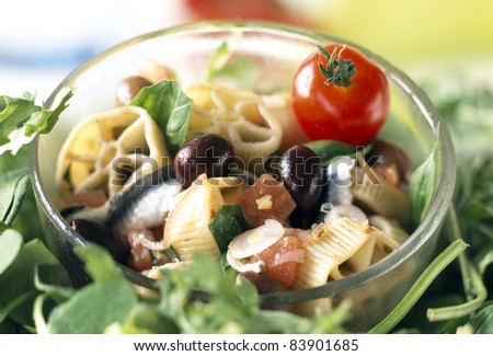 Pasta and marinated anchovy salad