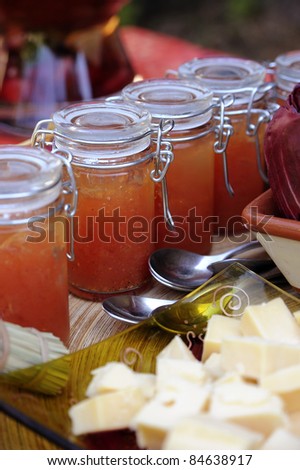 Jars of tomato jelly