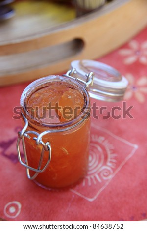 Jar of tomato jelly