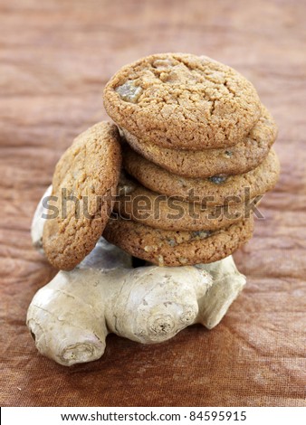 Ginger cookies and ginger root