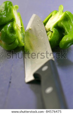 Green pepper cut in half