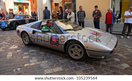 RAVENNA, ITALY - MAY 18:  A Ferrari 512 BB press car  at the \