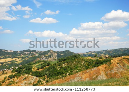 Italy. Romagna Apennines landscape around San-Leo castle.