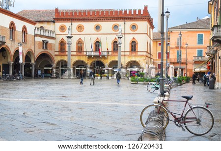 RAVENNA, ITALY Ã¢Â?Â?APRIL 19: tourists walking in People square. The city defined by UNESCO heritage of humanity has 3 million tourists per year. April 19, 2012 Ravenna Italy