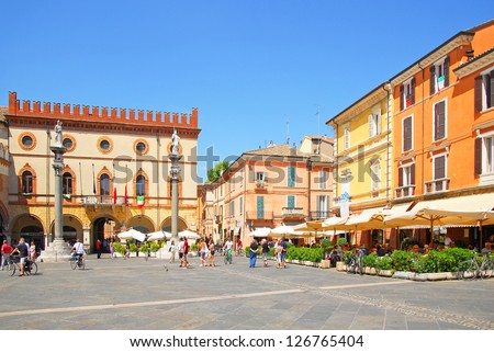 Ravenna, Italy Ã¢Â?Â?June 27: Tourists Walking In People Square. The City Defined By Unesco Heritage Of Humanity Has 3 Million Tourists Per Year. June 27, 2011 Ravenna Italy