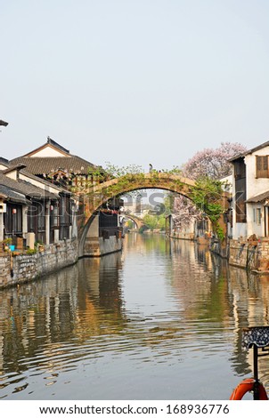 NANXUN, SHANGHAI, CHINA - APRIL 11: one of the many village ancient bridges. The Nanxun water town is Shanghai tourist attraction with 100000 visitors year. April 11, 2007,Nanxun, China