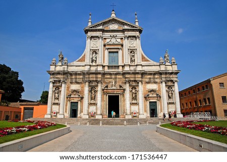 RAVENNA, ITALY Ã¢Â?Â? JUNE 15:. Saint Maria in Porto basilica The city defined by UNESCO heritage of humanity has 3 million tourists year. June 15, 2013 Ravenna Italy.