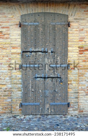 Cervia, Italy, old salt store door.