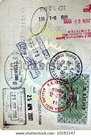 Italian passport. Turkey,Hong- kong,USA,Brazil border stamps