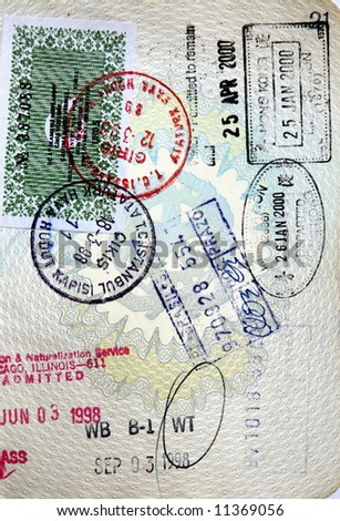 Italian passport us, brasil,hong kong and turkey border stamps