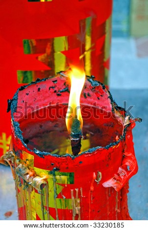 China Xiamen Tianzhuyan temple burning candle