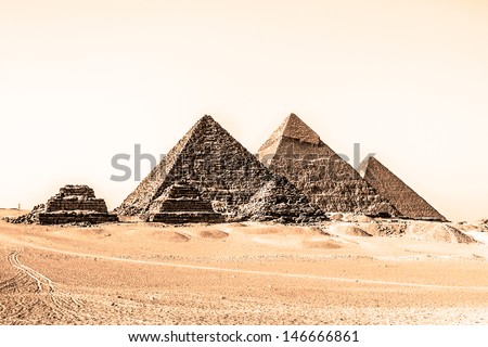 The Pyramids Of Giza, Cairo, Egypt; The Oldest Of The Seven Wonders Of The Ancient World, And The Only One To Remain Largely Intact.