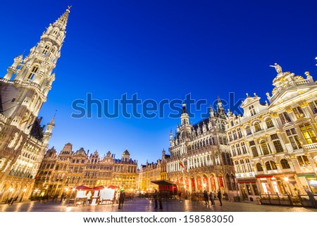 Grote Markt - The main square and Town hall of Brussels, Belgium, Europe. Brussels (French: Bruxelles ; Dutch: Brussel, is the capital of Belgium and the de facto capital of the European Union (EU).