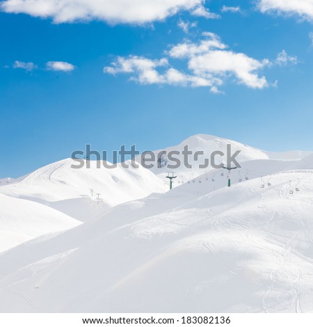 Ski slopes of Vogel, Triglav natural park, Julian Alps, Slovenia, Europe.