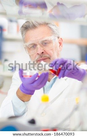 Life scientist researching in laboratory. Life sciences comprise fields of science that involve the scientific study of living organisms: microorganism plant animal and human cells, genes, DNA.