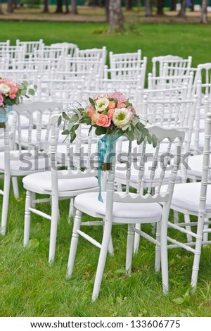 Flower Arrangement on Wedding Aisle