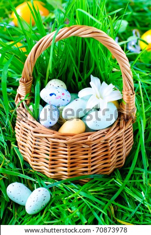 easter eggs in a basket pictures. Easter Eggs in a asket on