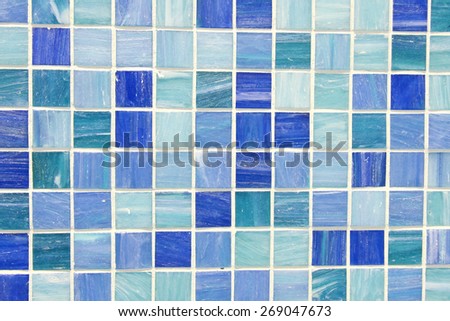 wall and floor mosaic tiles in green turquoise blue