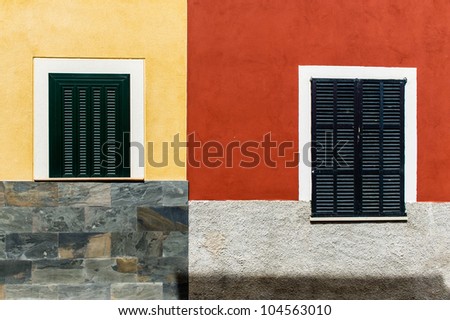 Colorful mediterranean house wall and window