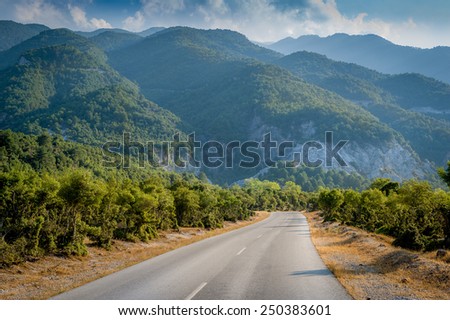 Road to mountain Olymp near Mendi village. Grecce.