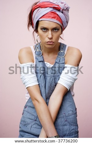 fashion portrait of extremly beautiful young woman for magazine cover