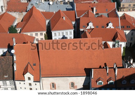 Roofs of the Old City (Old City, Riga, Latvia). View from St. Peter Cathedral