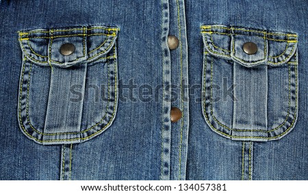 Shirt pocket blue  jeans.